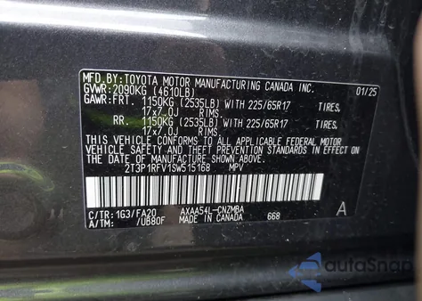 2025 Toyota Rav4 Xle z USA, uszkodzony, nr VIN 2T3P1RFV1SW515168
